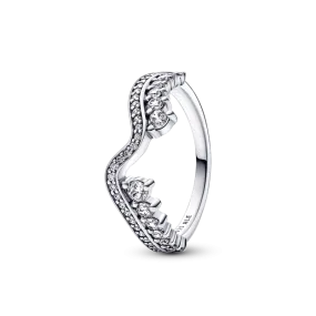 ANILLO PANDORA EN PLATA DE LEY OLA ASIMETRICA BRILLANTE 192543C01