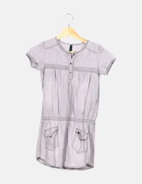 Benetton Vestido gris detalle bolsillos