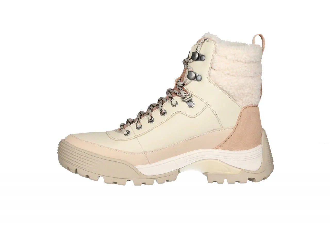 Botin Goretex Cordon Piel Beig y Taupe Cuello Borreguito