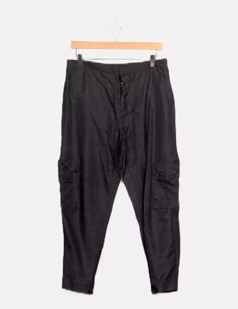 C&A Pantalón gris oscuro jaspeado bolsillos