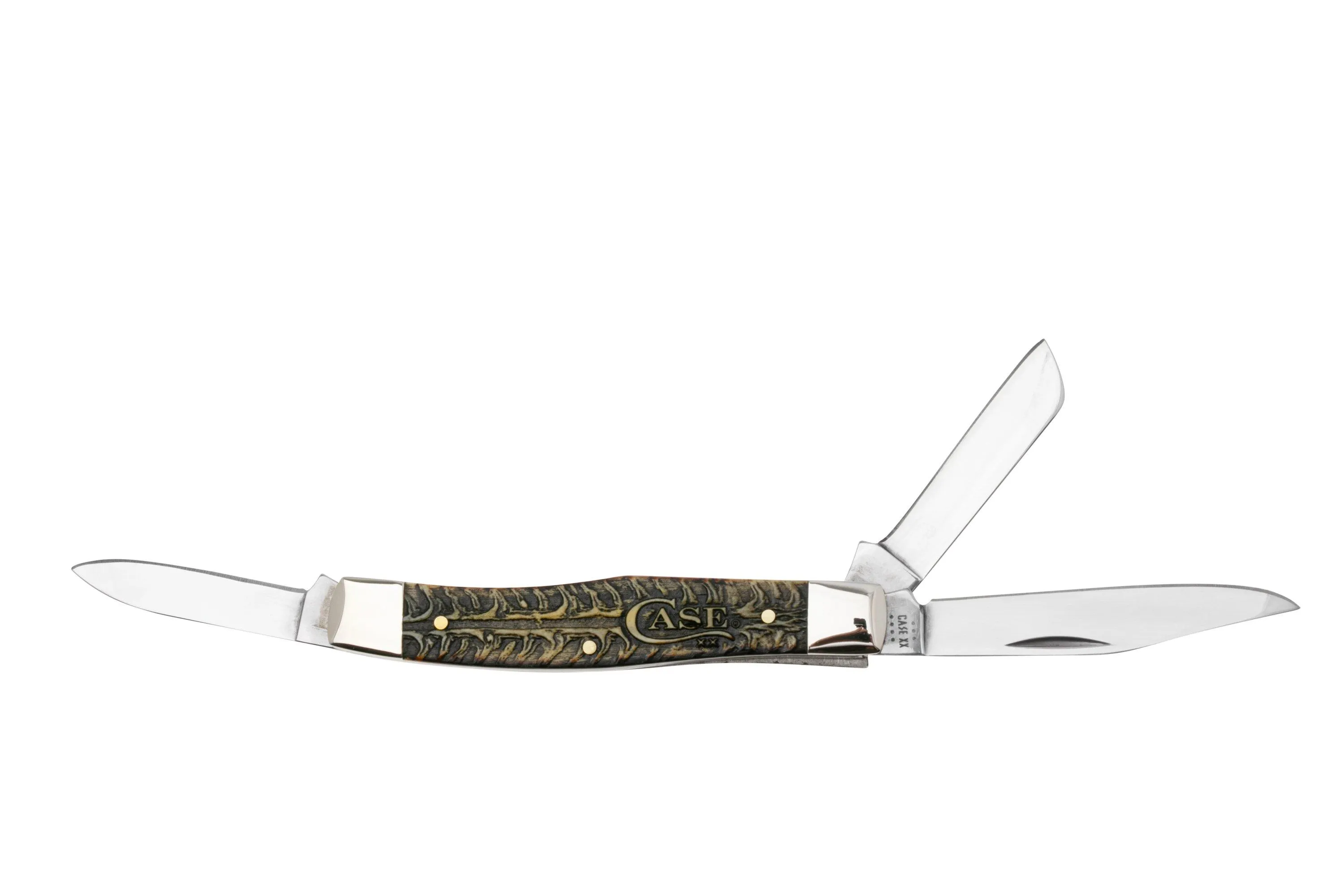 Case Medium Stockman 81801 Golden Pinecone Embellished Natural Bone 63032 SS navaja