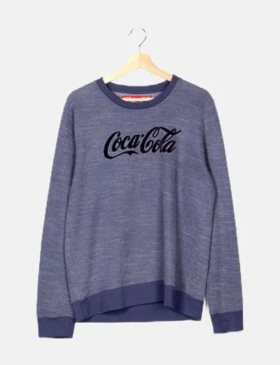 Coca-cola Sudadera azul jaspeada logo