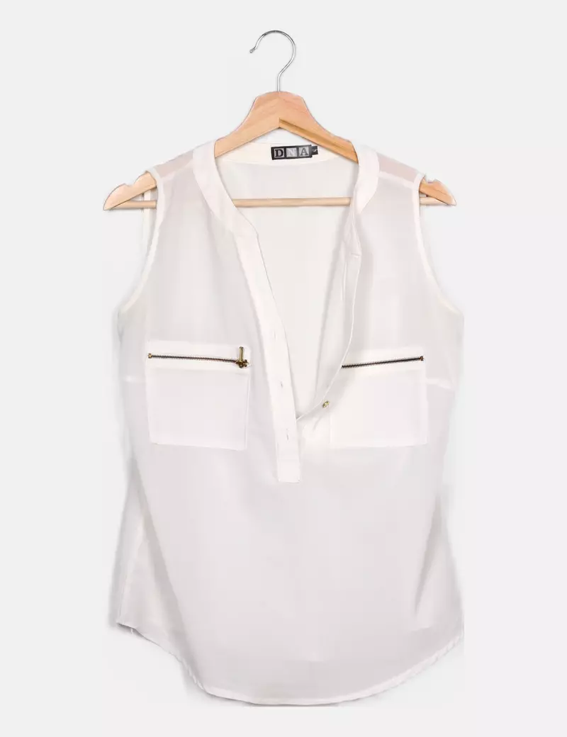 DNA Blusa blanca cremallera