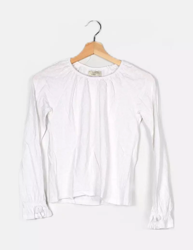 El Corte Inglés Blusa blanca bordado flores