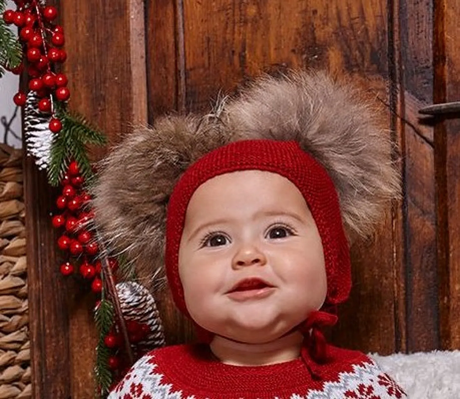 Gorrito unisex en punto con dos pompones