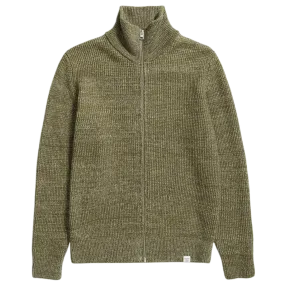 Hagen Wool Cotton Rib Full Zip Jacket