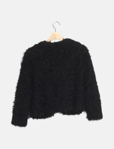 H&M Cazadora negra de pelo