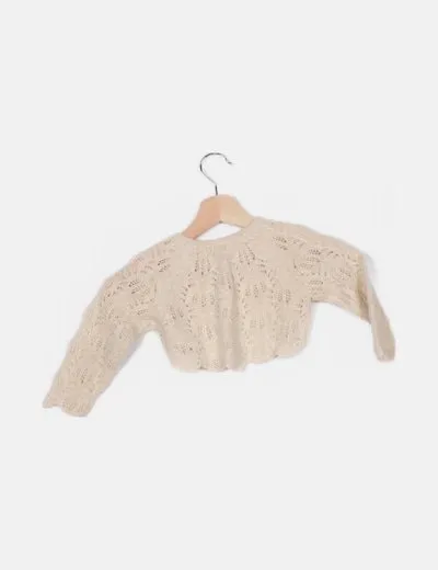 H&M Cárdigan beige hilo dorado