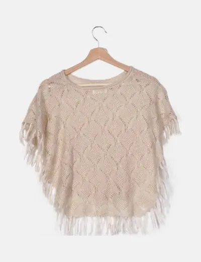 H&M Poncho de punto beige