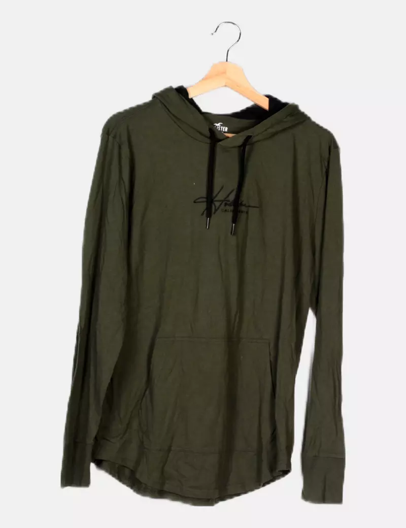 Hollister Sudadera verde print letter