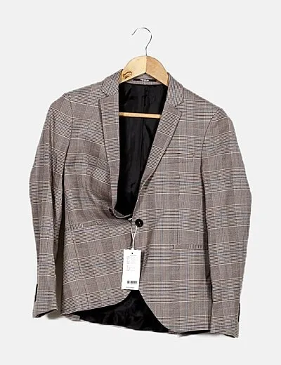 Jack & Jones Blazer marrón príncipe de gales multicolor