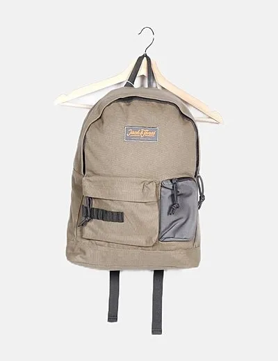 Jack & Jones Mochila color camel detalle bolsillos