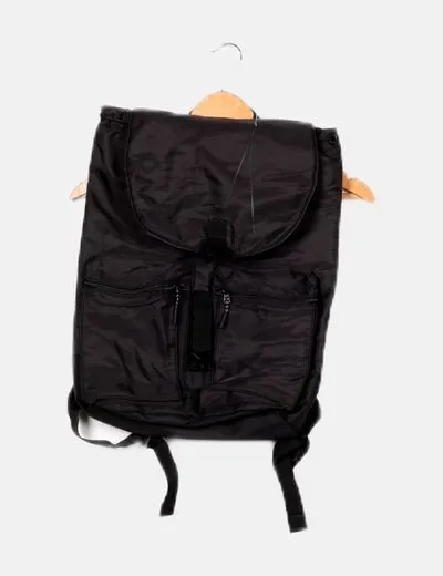 Jack & Jones Mochila negra detalle bolsillos