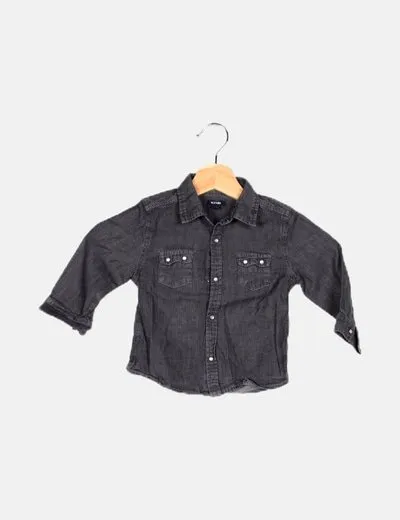 Kiabi Camisa denim gris bolsillos