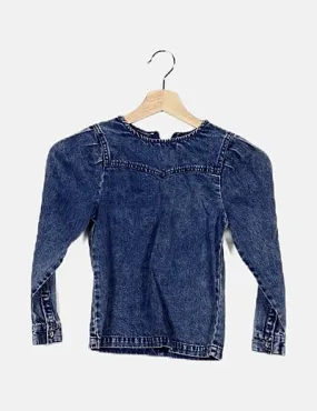 KIDS ONLY Blusa azul denim manga abullonada