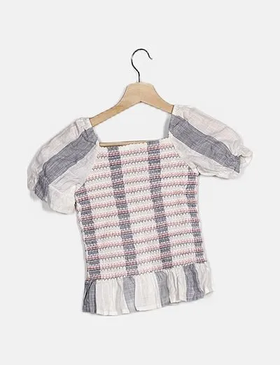 KIDS ONLY Blusa blanca combinada fruncida