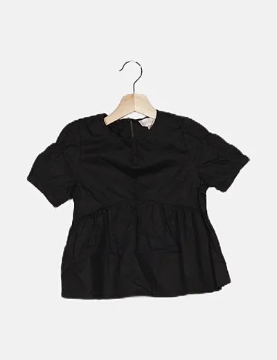 KIDS ONLY Blusa peplum negra manga corta