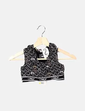 KIDS ONLY Pack 2 tops negro estampado combinado