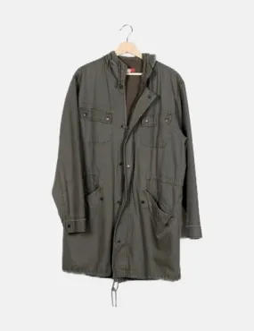 Lefties Parka verde bolsillos