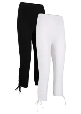 Leggings capri con fruncidos (2 unidades) Blanco-negro