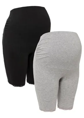 Leggings ciclista premamá Negro-gris claro jaspeado