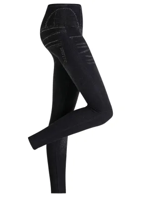 Leggings moldeadores sin costuras, con aspecto vaquero Negro de aspecto vaquero