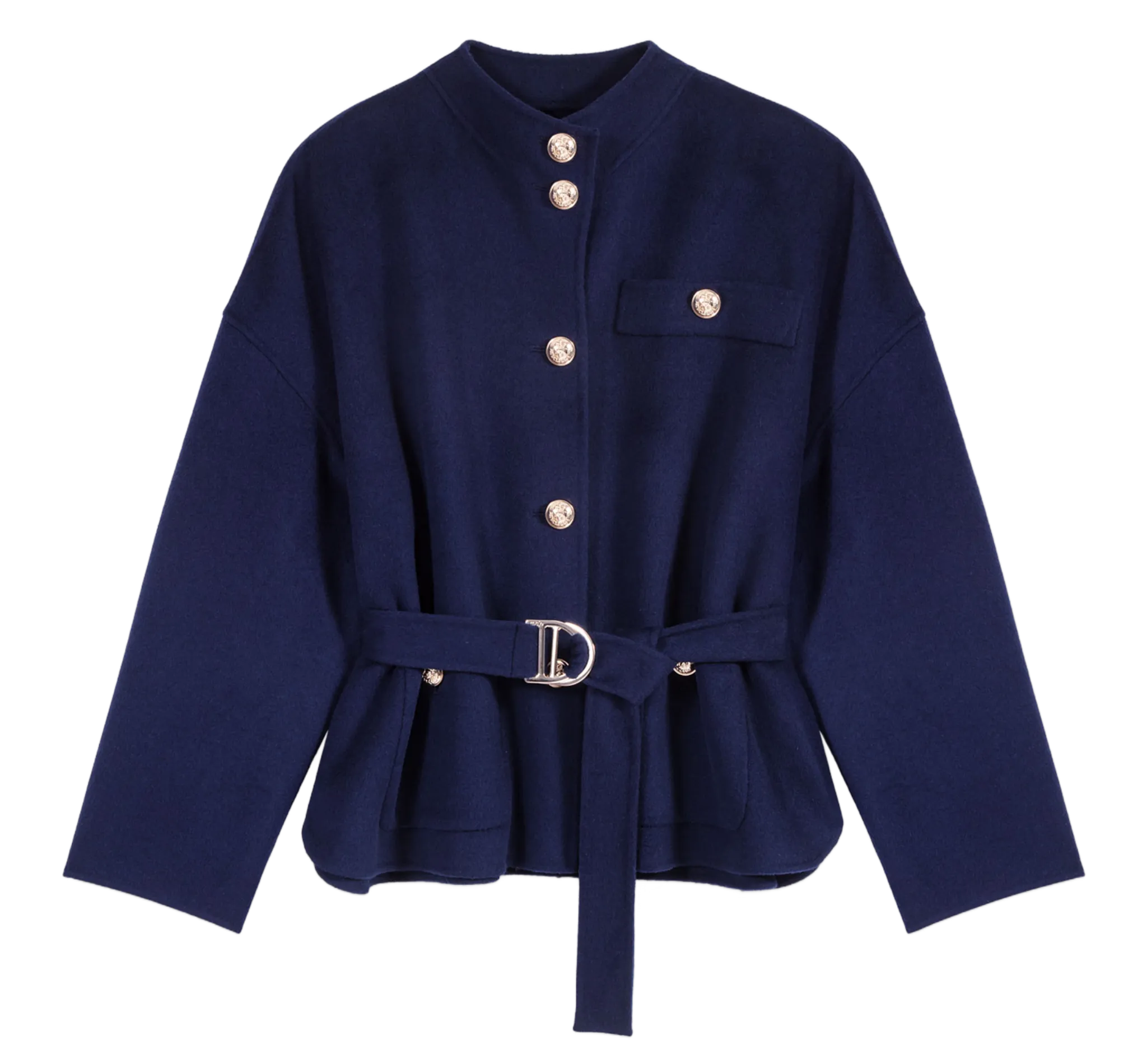 MAJE Chaqueta de lana recta en azul