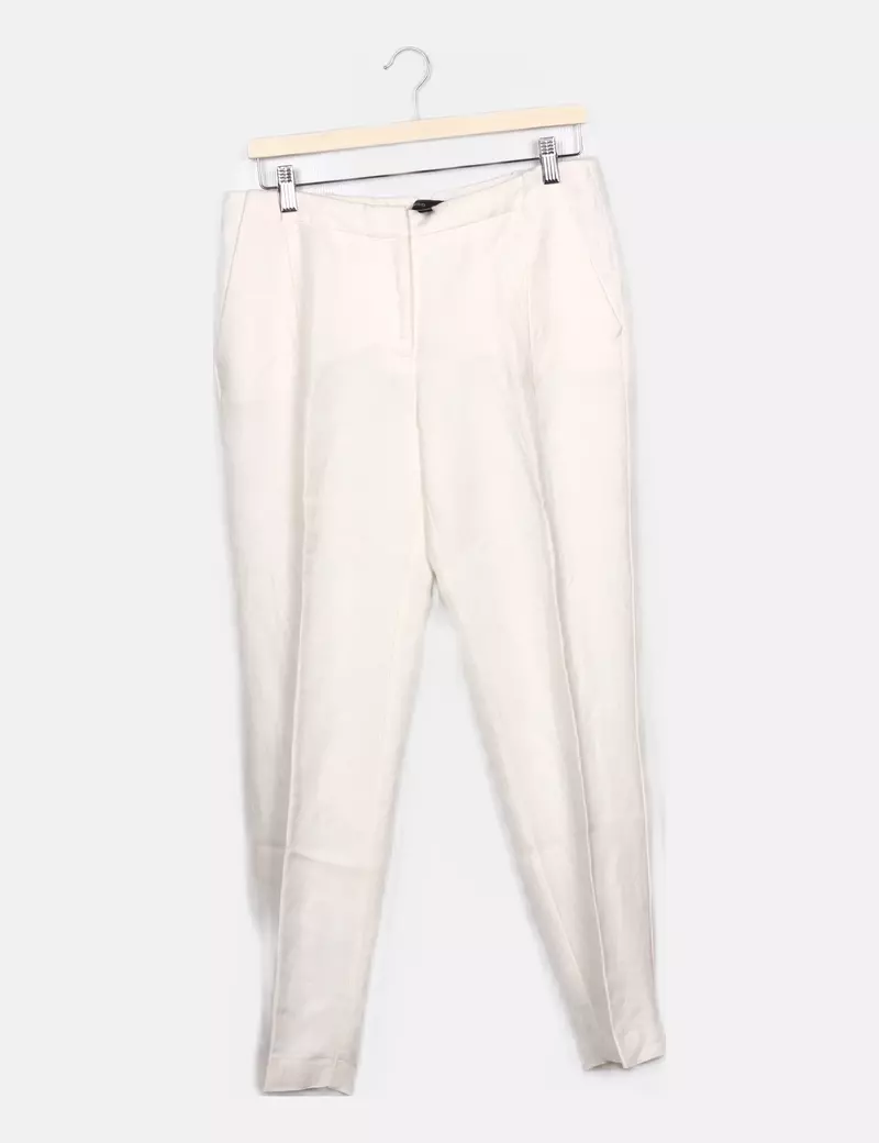 Mango Pantalón de pinzas fluido blanco