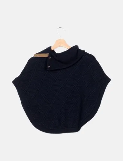 Massimo Dutti Poncho azul marino de punto