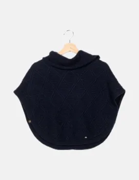 Massimo Dutti Poncho azul marino de punto