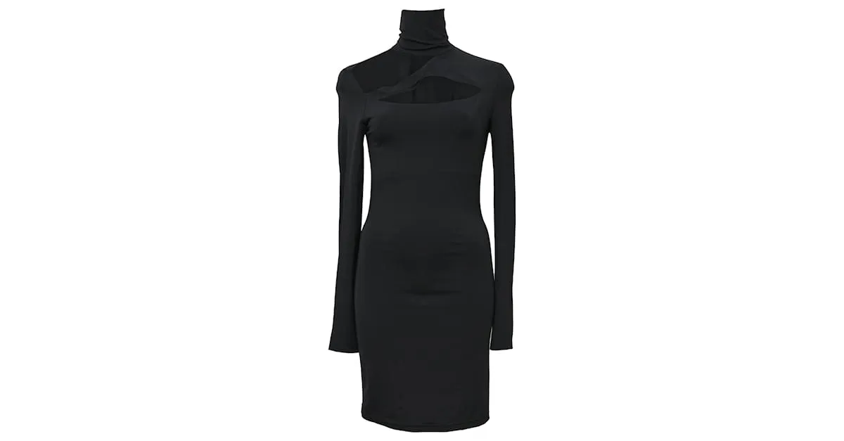 Minivestido con abertura Pierre Balmain en viscosa negra Negro 