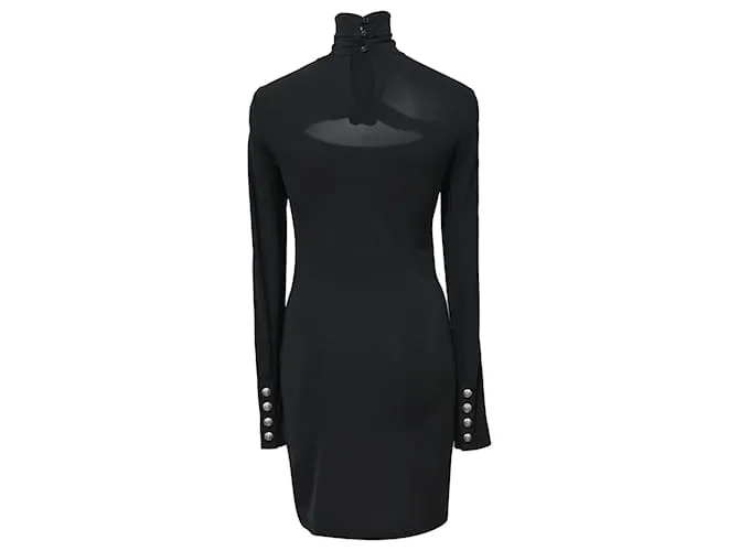 Minivestido con abertura Pierre Balmain en viscosa negra Negro 