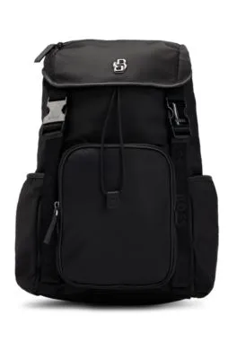 Mochila de sarga mate con monograma doble y forro integral