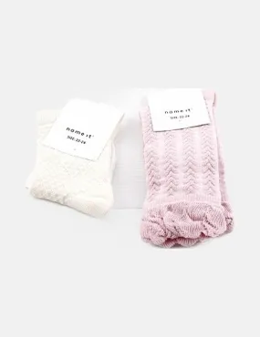 Name it Pack de 2 calcetines blanco y rosa