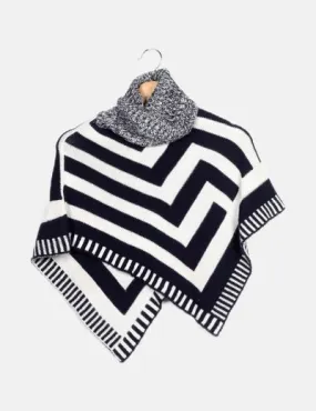 NoName Poncho bicolor estampado