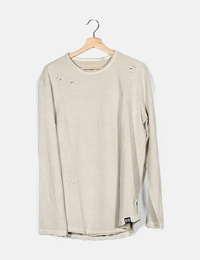 ONLY & SONS Sudadera beige ripped