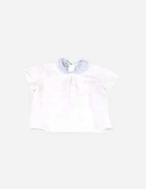 Pangasa baby Blusa blanca cuello motas