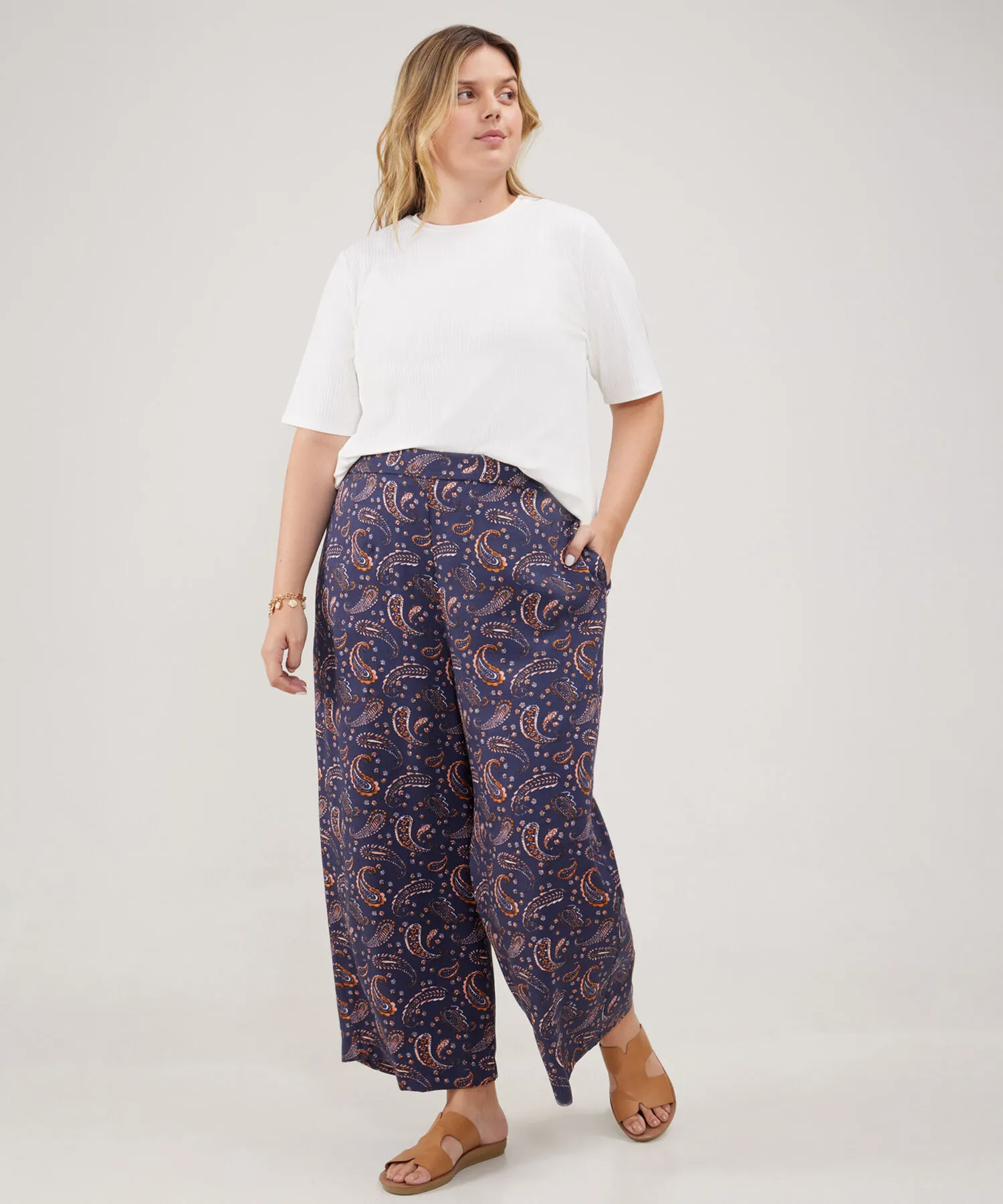 Pantalón Culotte Estampado Paisley-