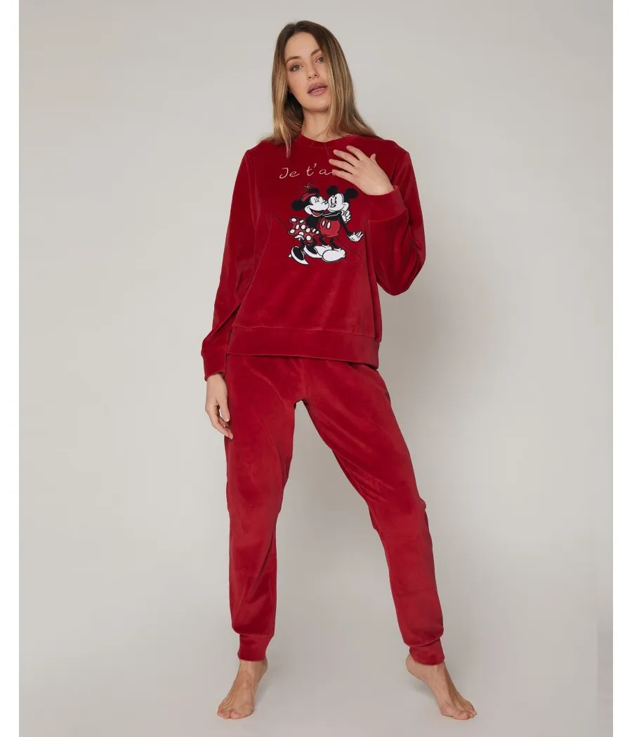 Pijama Velour Love M&M mujer Disney invierno burdeos
