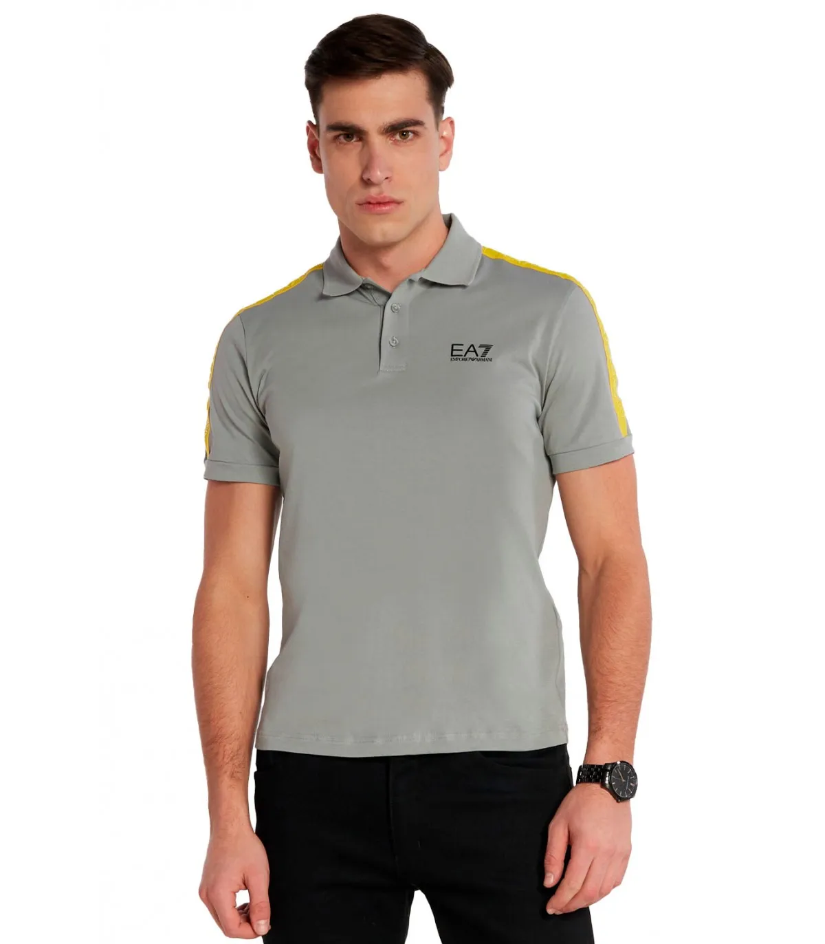 Polo Emporio Armani EA7 Franjas Gris