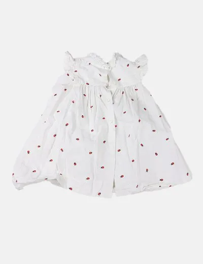 Prenatal Vestido blanco estampado mariquitas