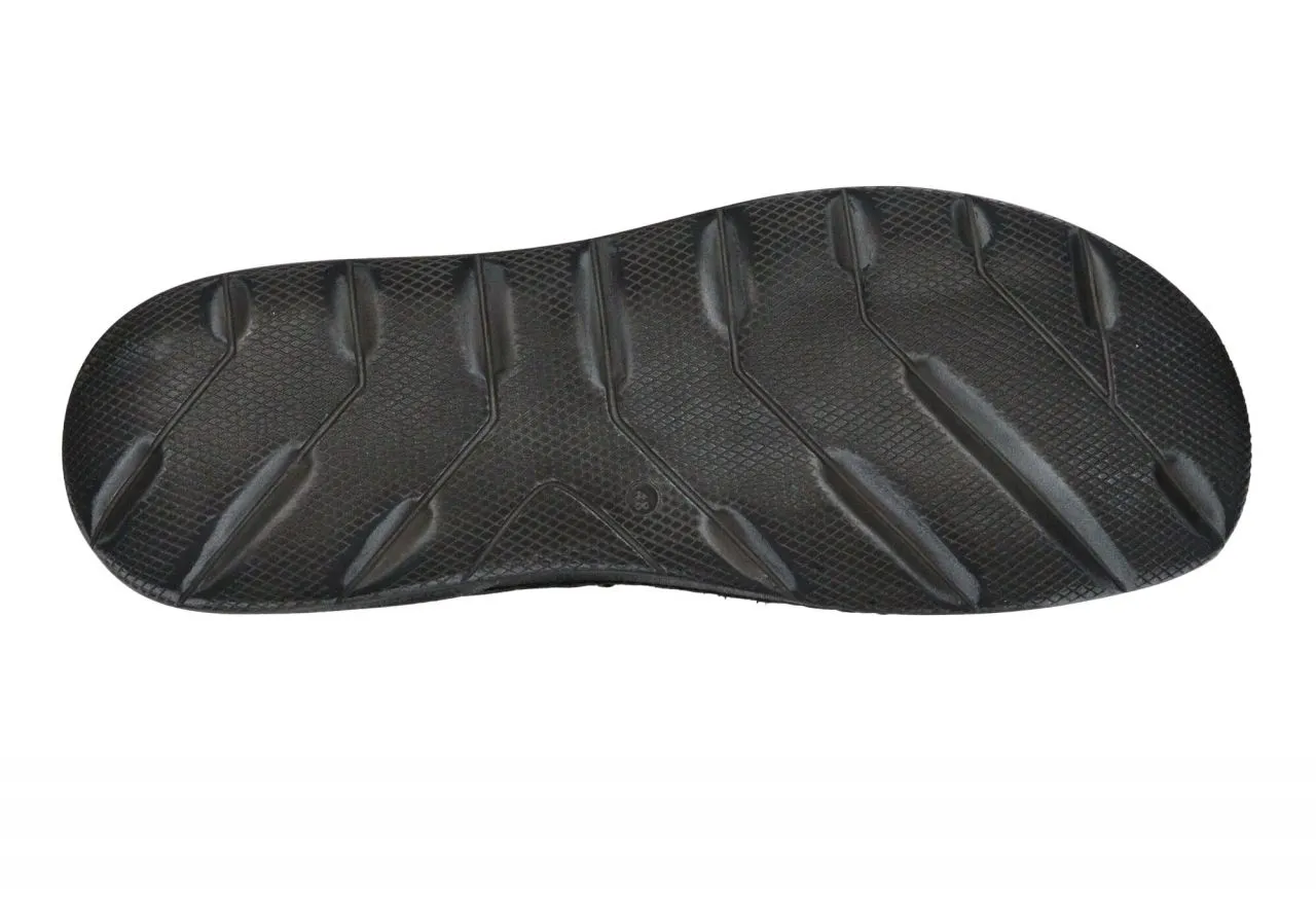 Sandalia Piel Negro 3 Tiras Boquetitos Talon Velcro