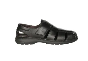 Sandalia Piel Negro Velcro Semicubierta