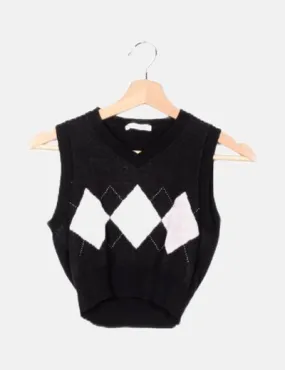 SHEIN Chaleco punto negro rombos