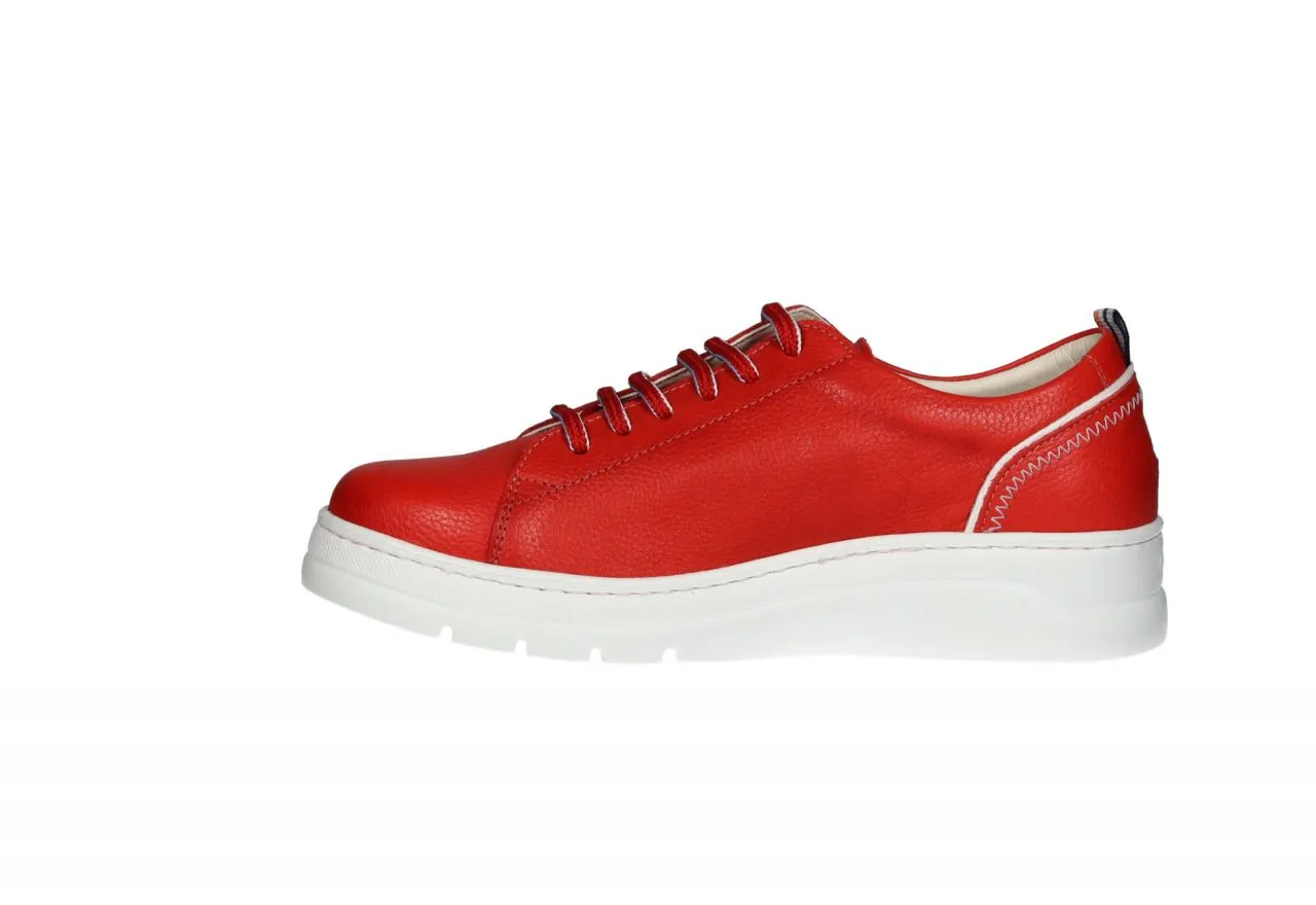 Sneaker Piel Rojo Filo Talon y Piso Blanco