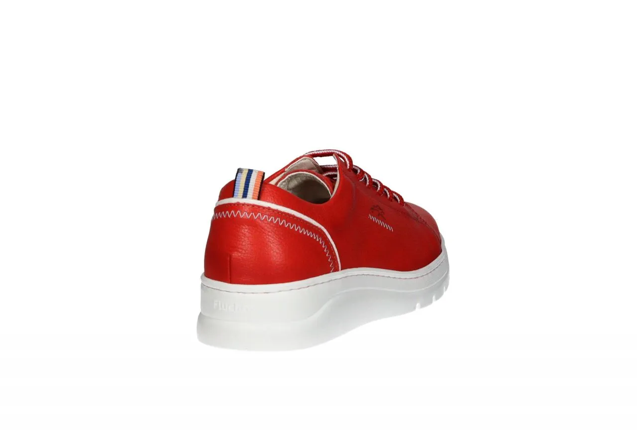 Sneaker Piel Rojo Filo Talon y Piso Blanco