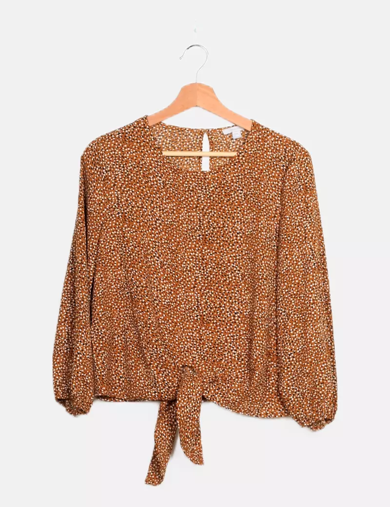 Springfield Blusa ocre estampada lazo