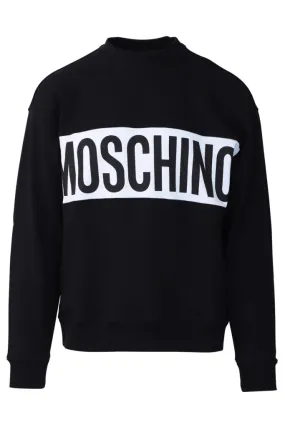Sudadera negra con logo en franja blanco