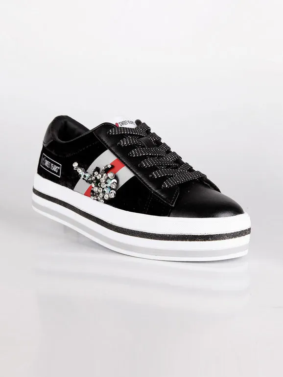 Sweet Years Zapatillas de terciopelo negras
