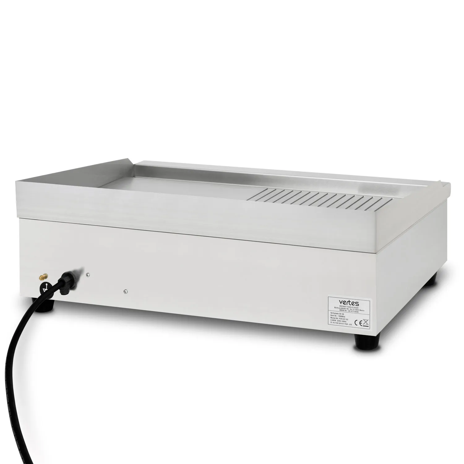 vertes Plancha parrilla mitad lisa mitad acanalada profesional 4400 W